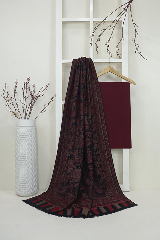 3Piece -Karandi with Pashmina Shawl KP26DMR03