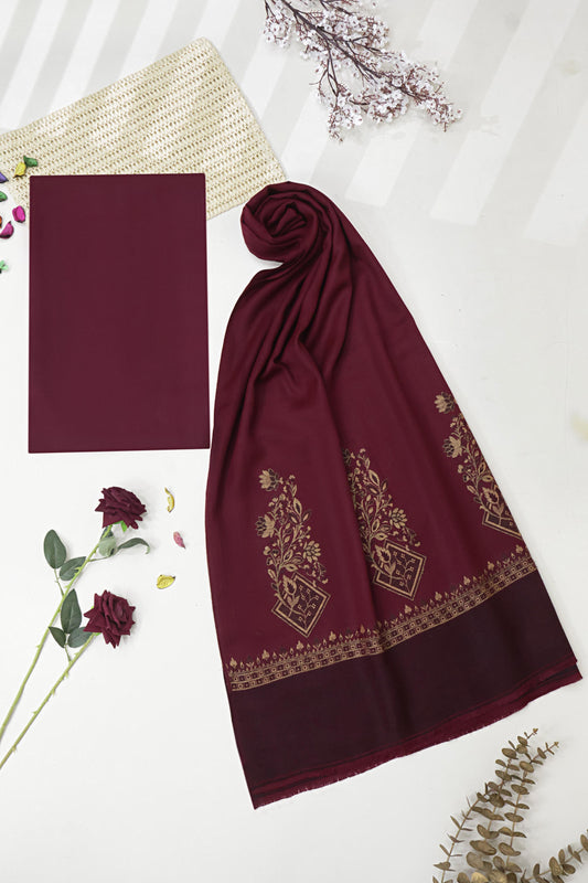 3Piece -Karandi with Pashmina Shawl KP26DMR20