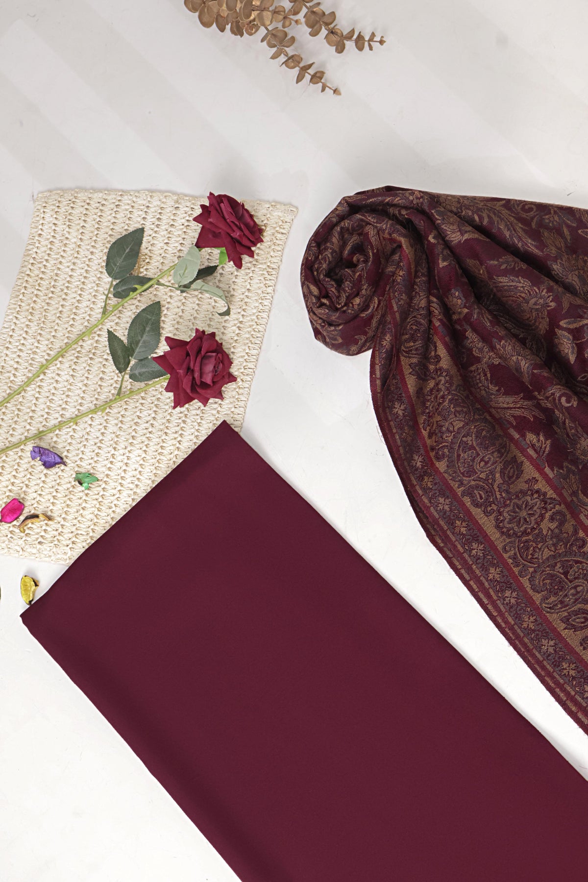 3Piece -Karandi with Pashmina Shawl KP26DMR21