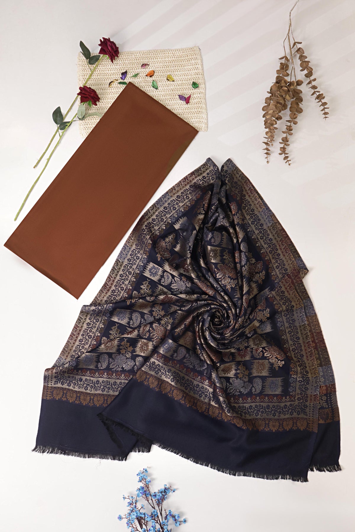 3Piece -Karandi with Pashmina Shawl KP26DRS11