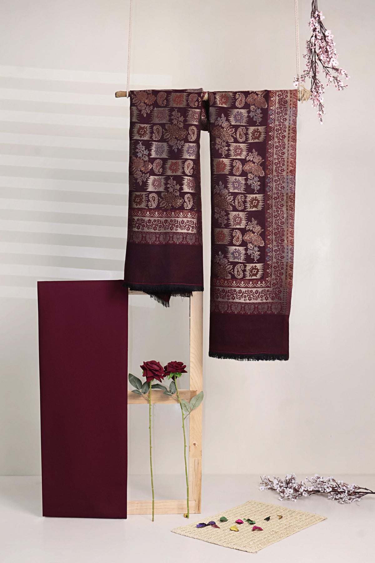 3Piece -Karandi with Pashmina Shawl KP26DMR23