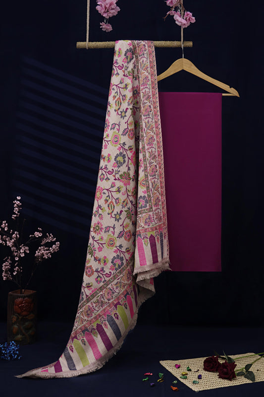 3Piece -Karandi with Pashmina Shawl KP26DMJ03