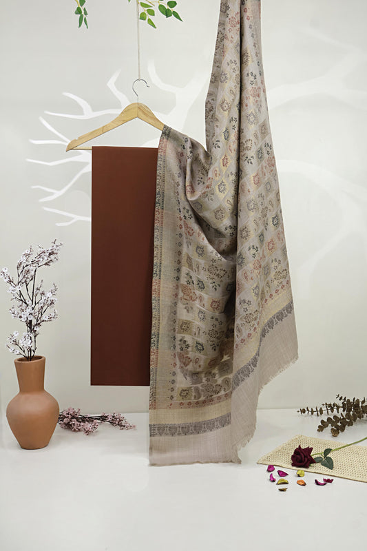 3Piece -Karandi with Pashmina Shawl KP26DRS19