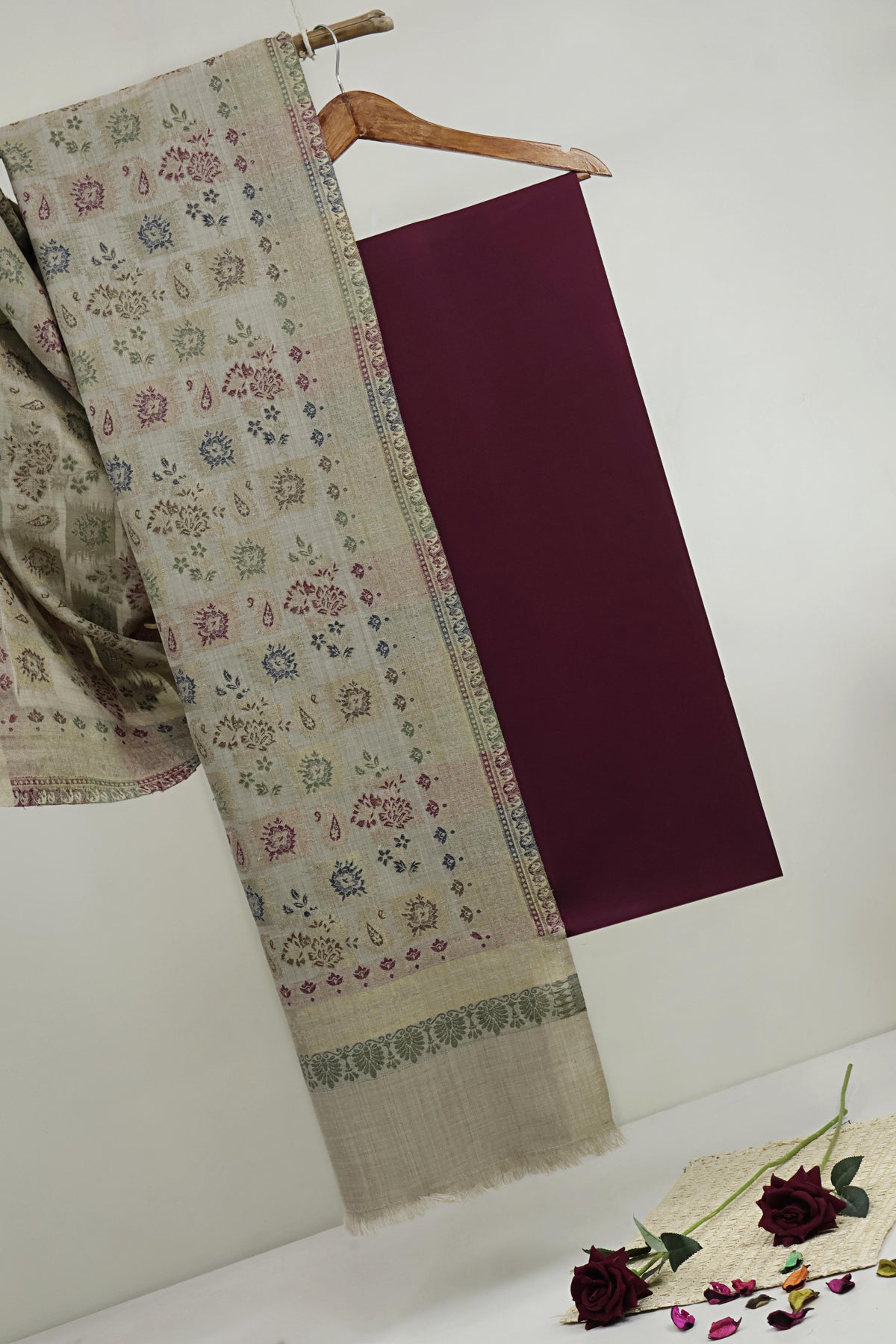 3Piece -Karandi with Pashmina Shawl KP26DMR24