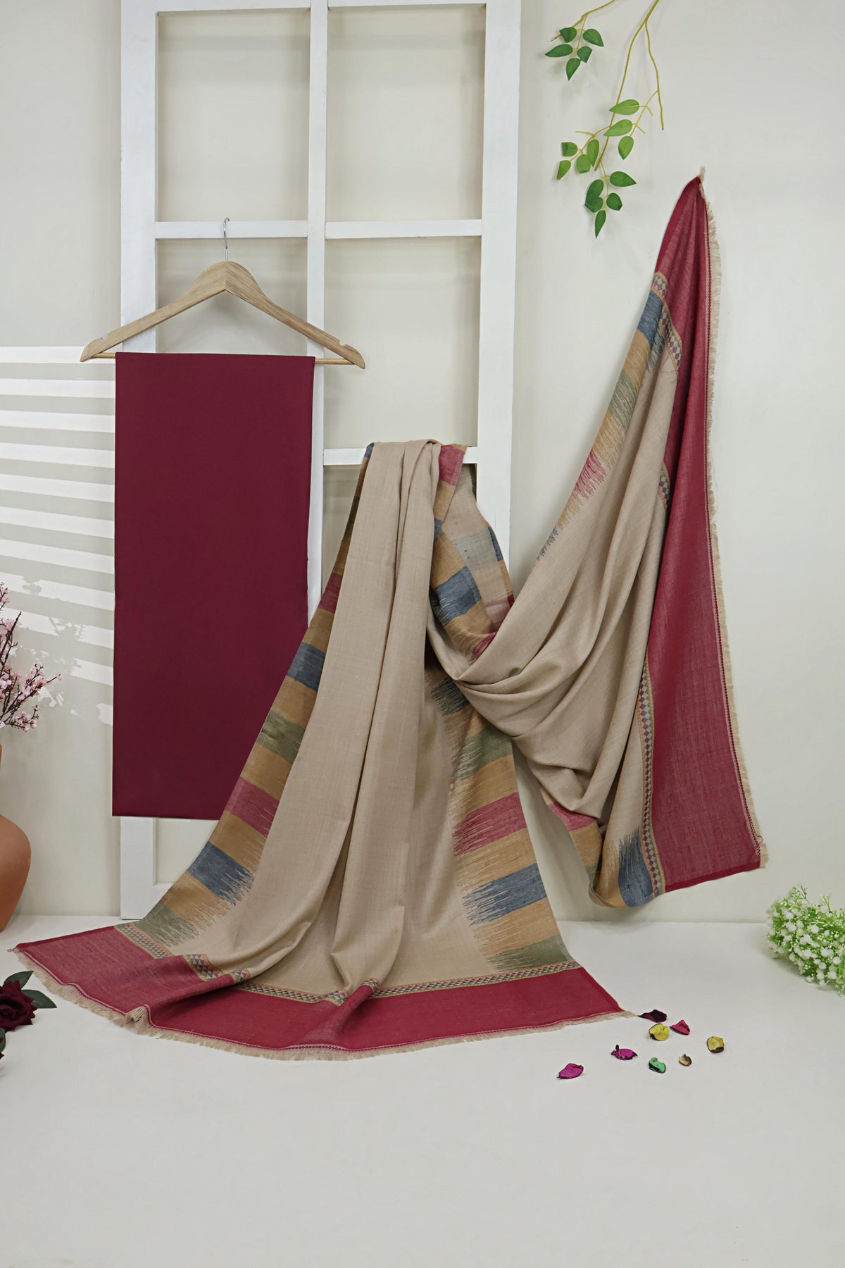 3Piece -Karandi with Pashmina Shawl KP26MR05