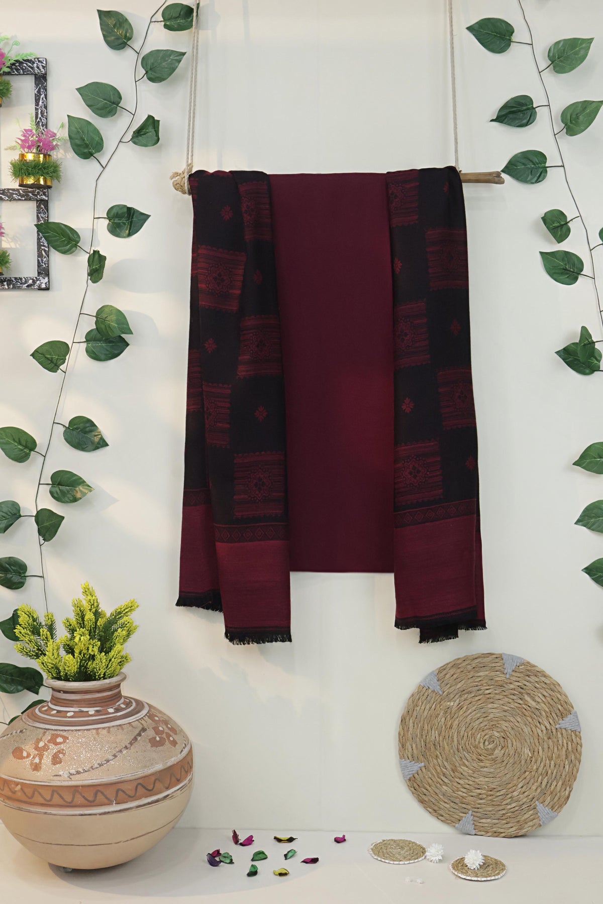 3Piece -Karandi with Pashmina Shawl KP26DMR05