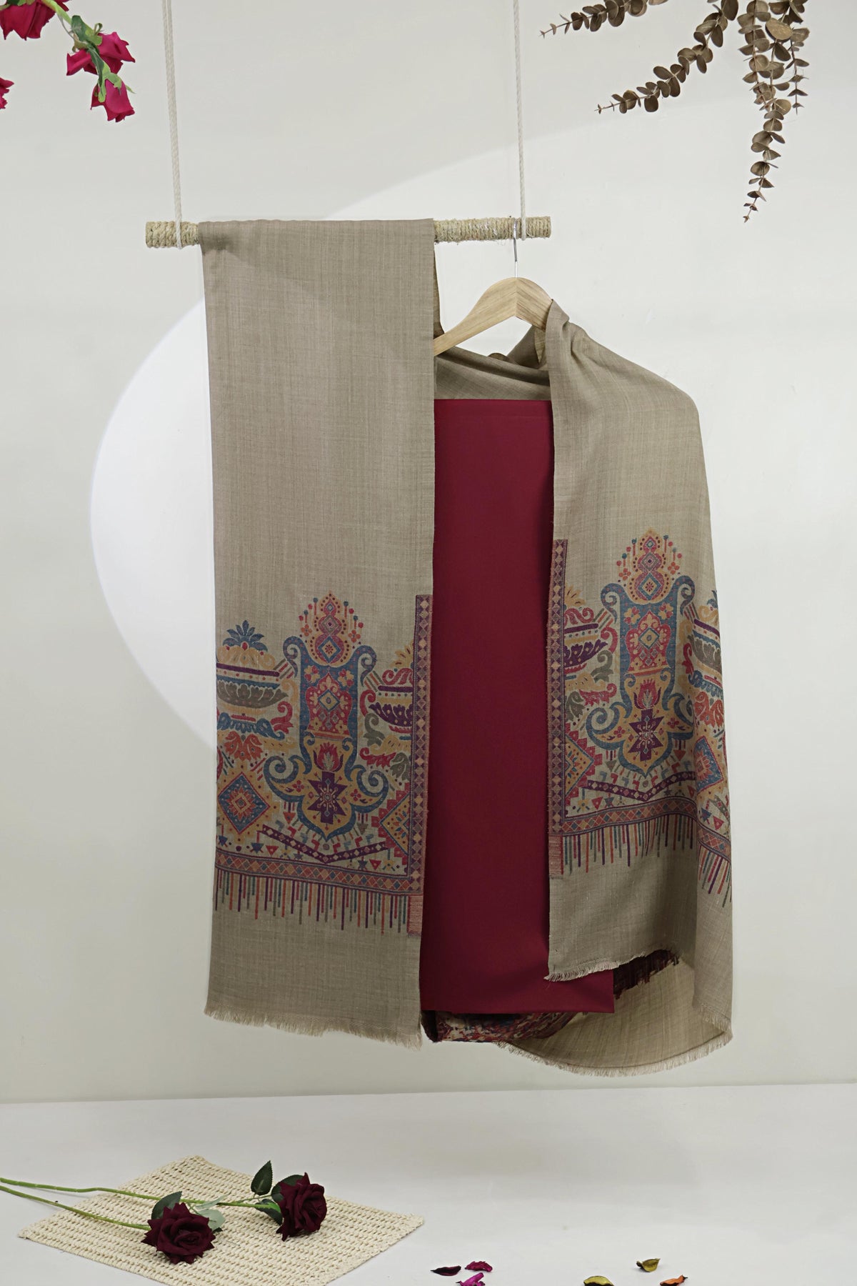 3Piece -Karandi with Pashmina Shawl KP26MR06