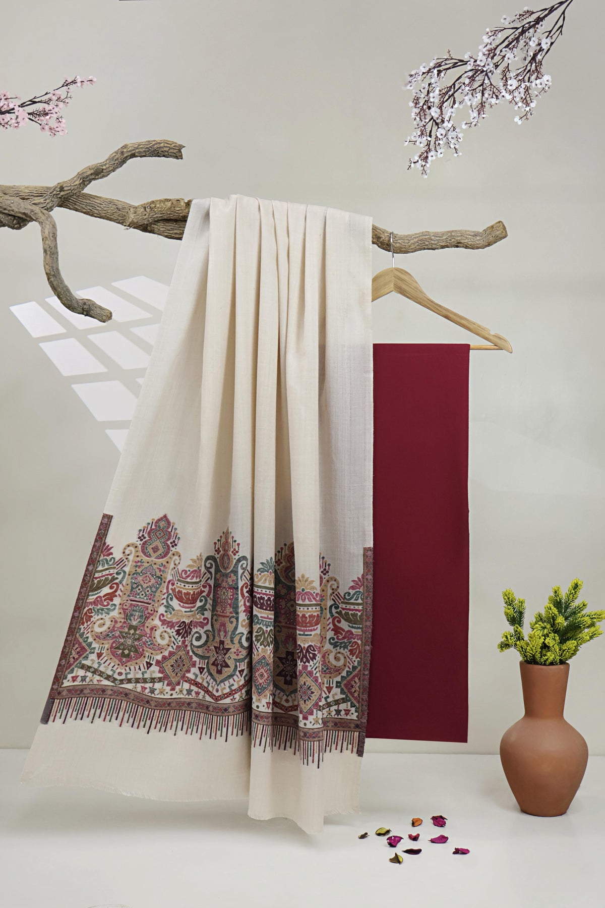 3Piece -Karandi with Pashmina Shawl KP26MR07