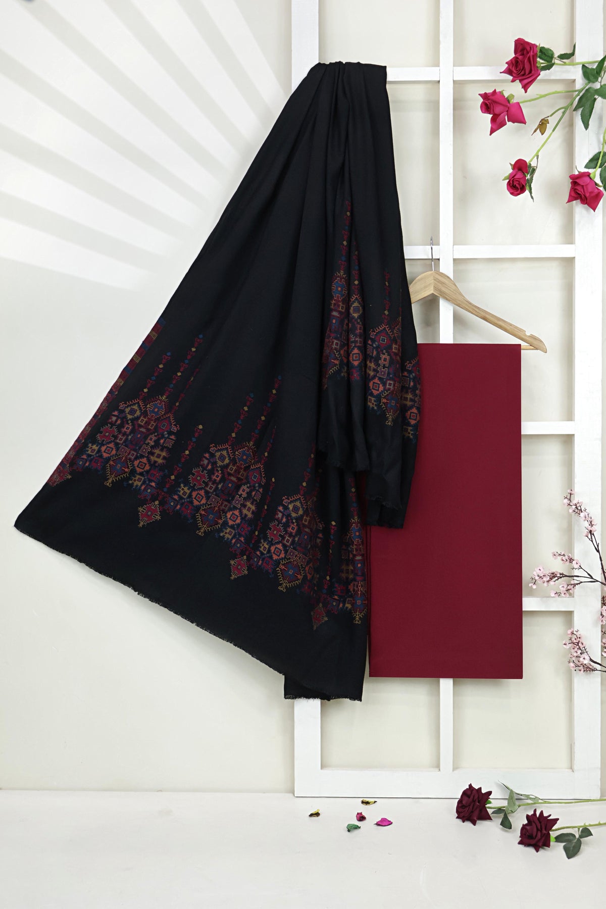 3Piece -Karandi with Pashmina Shawl KP26MR09