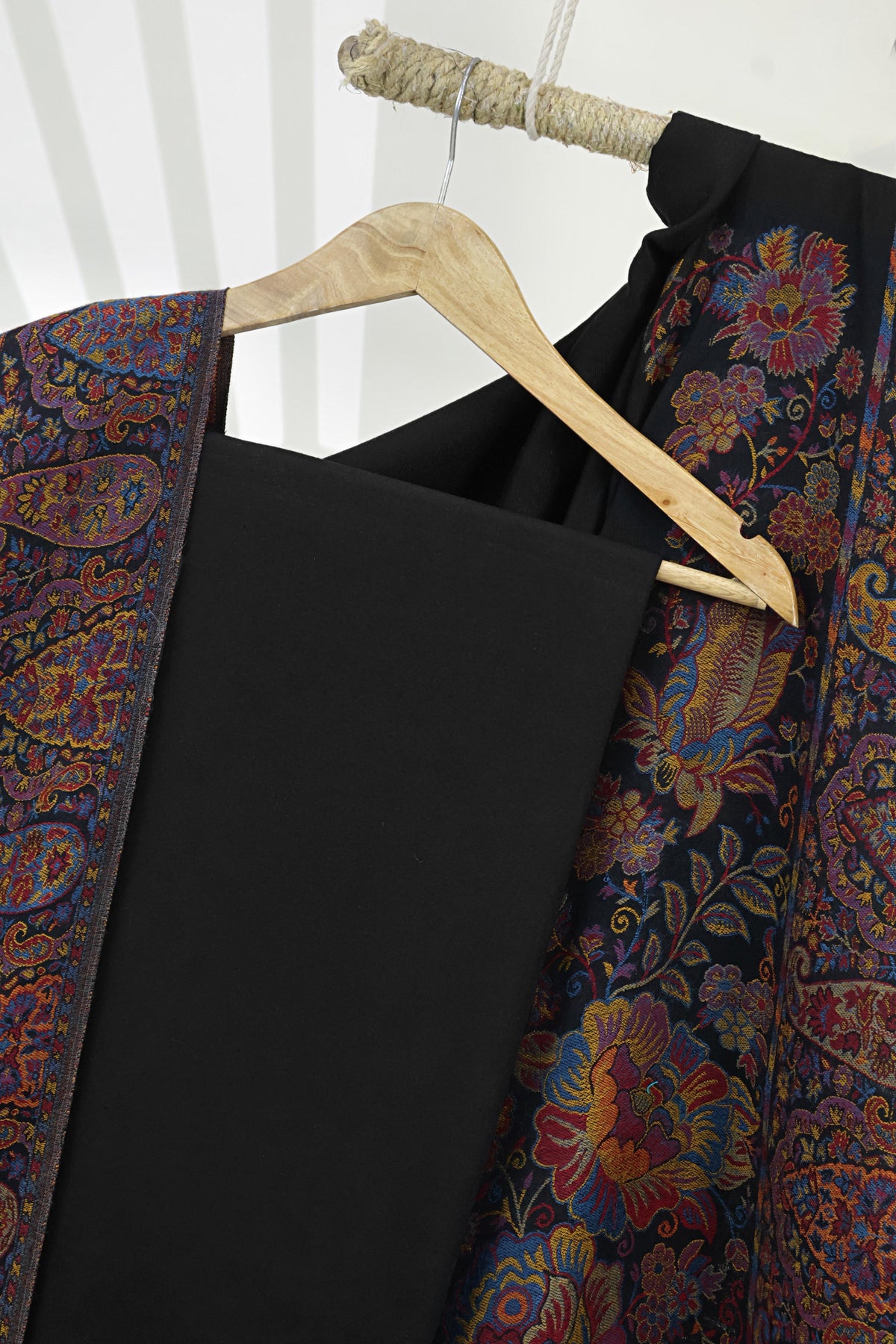 3Piece -Karandi with Pashmina Shawl KP26BLK18