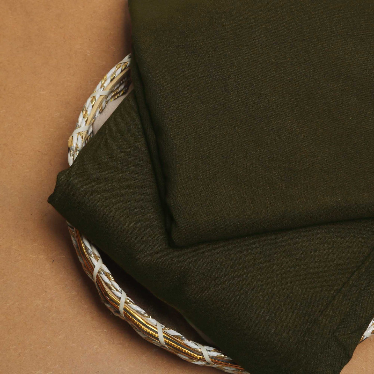 Marina Peach Leather PW Mehndi  - Shirt Piece