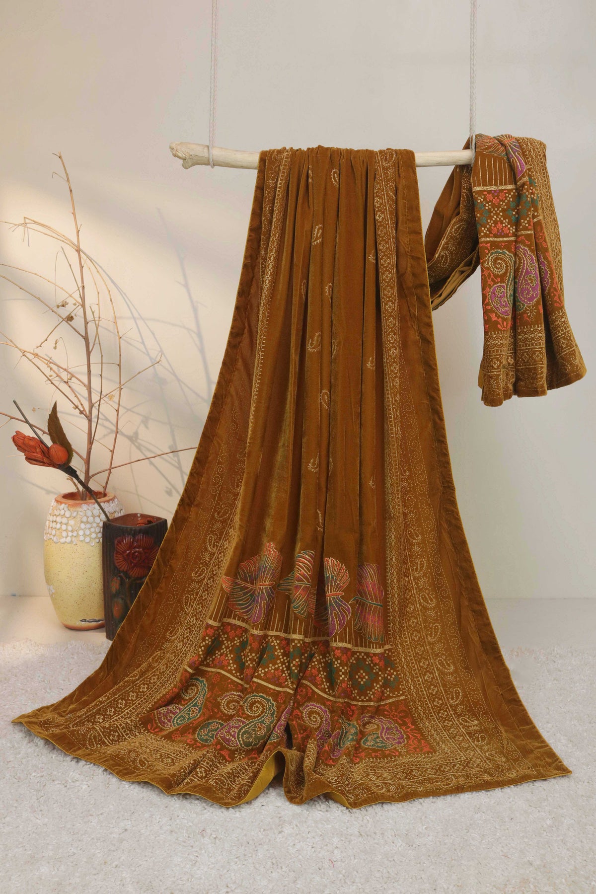 Velvet Screen-Printed Shawl  3576F