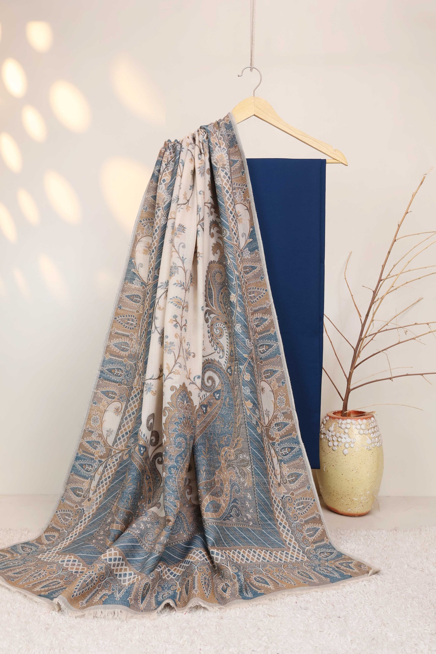 3Piece -Karandi with Pashmina Shawl KPP401