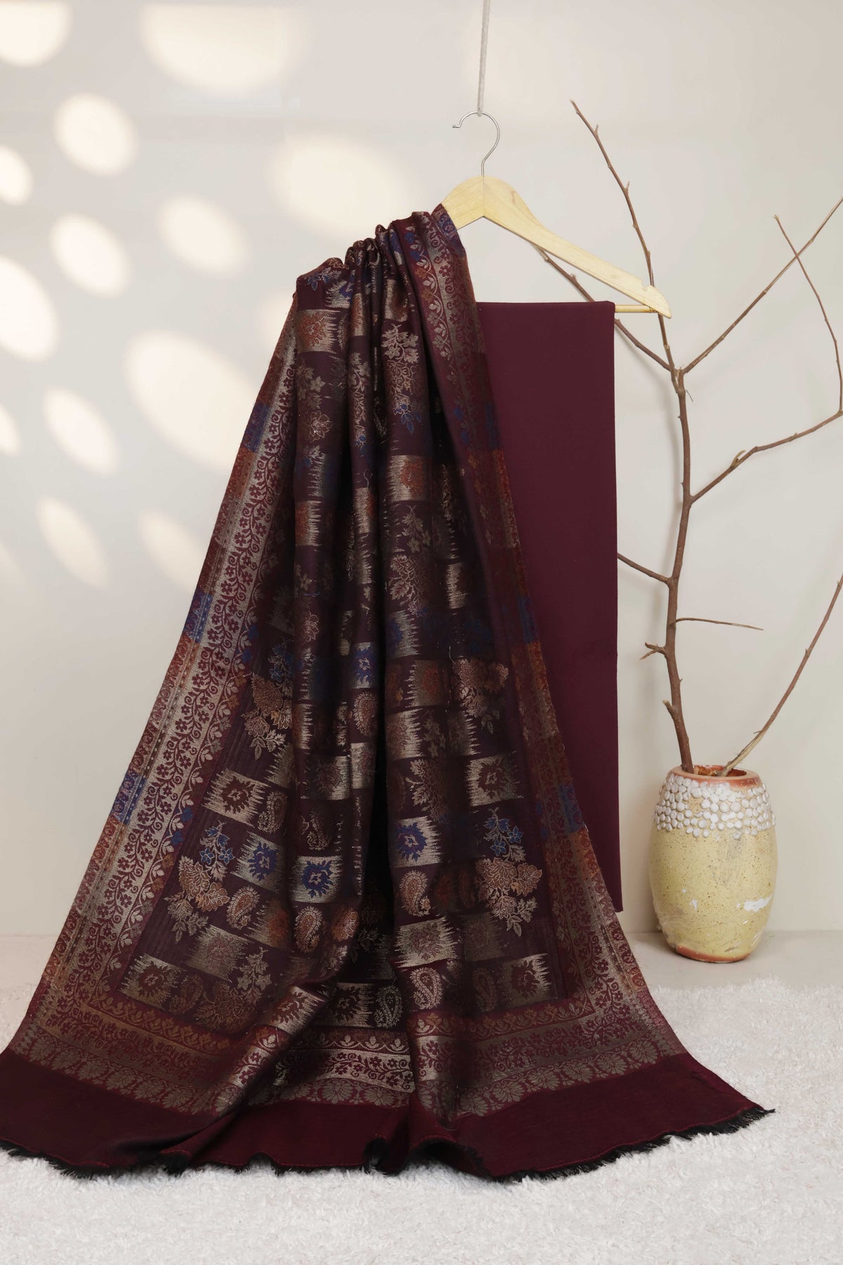 3Piece -Karandi with Pashmina Shawl KPP441