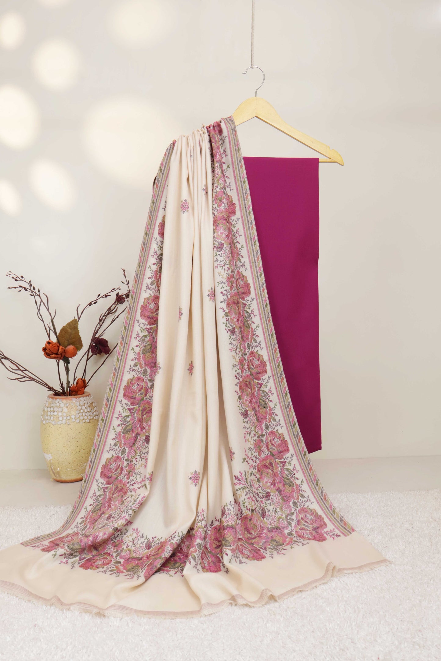 3Piece -Karandi with Pashmina Shawl KPP444