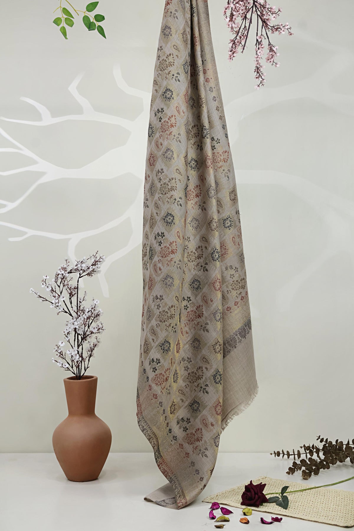 Jacquard Pashmina Shawl 3643 Skin-C