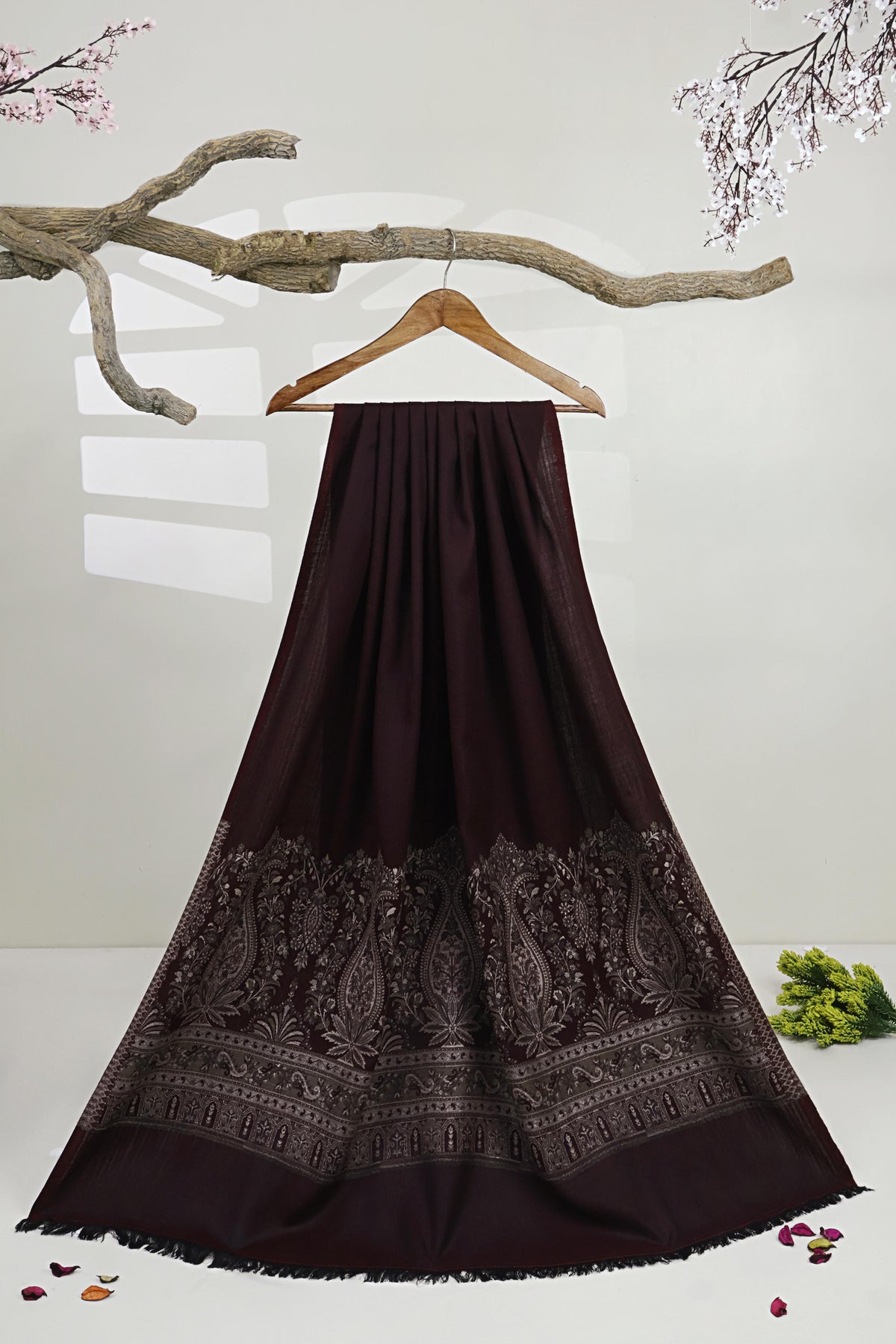 Kani Pashmina Shawl  3874 Mehroon