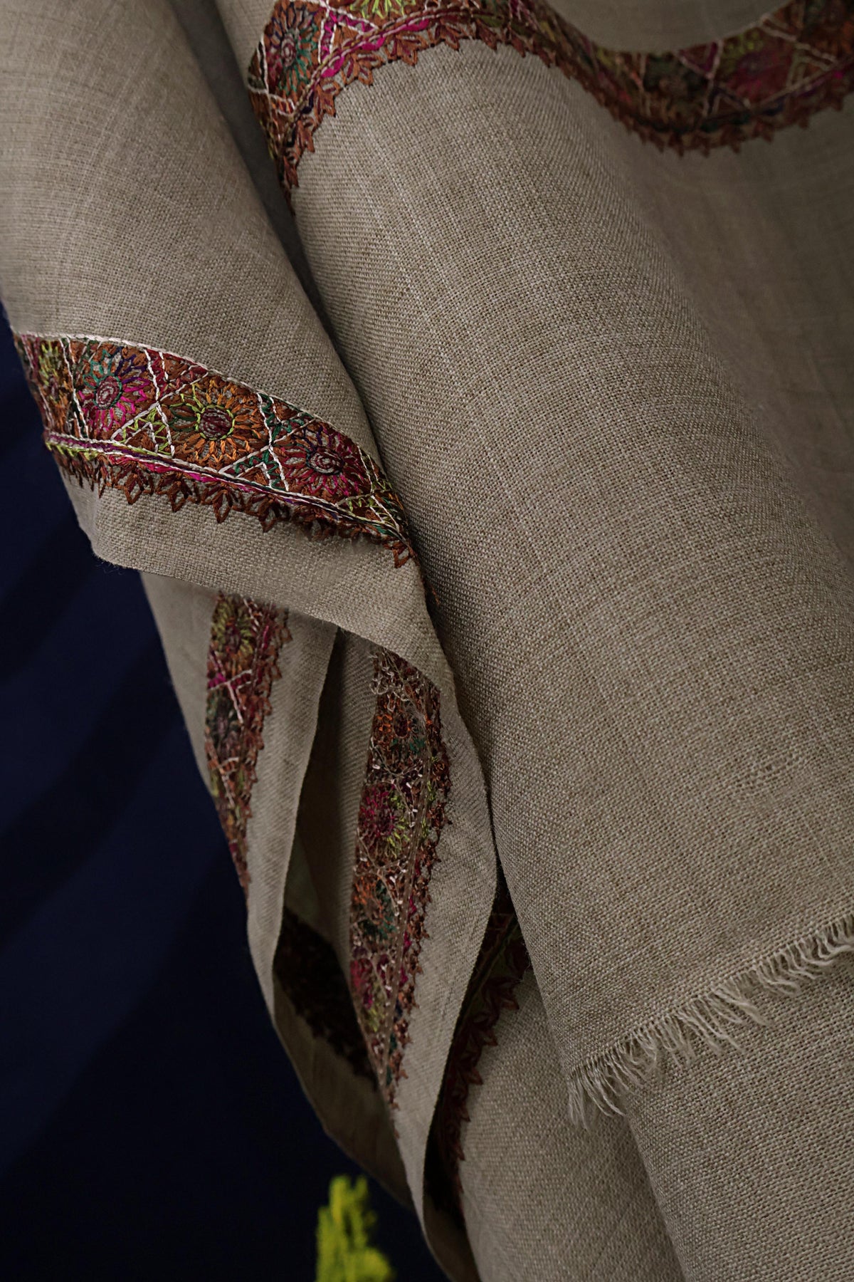 Embroidered Broder Pashmina Shawl  3898 Skin A