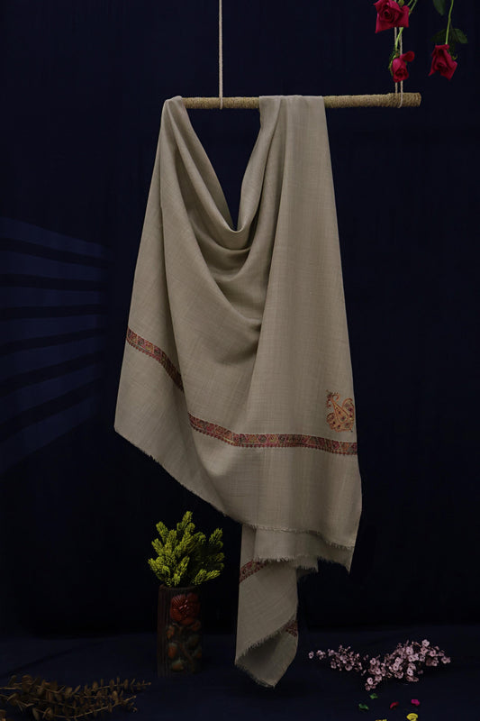 Embroidered Broder Pashmina Shawl  3898 Skin A