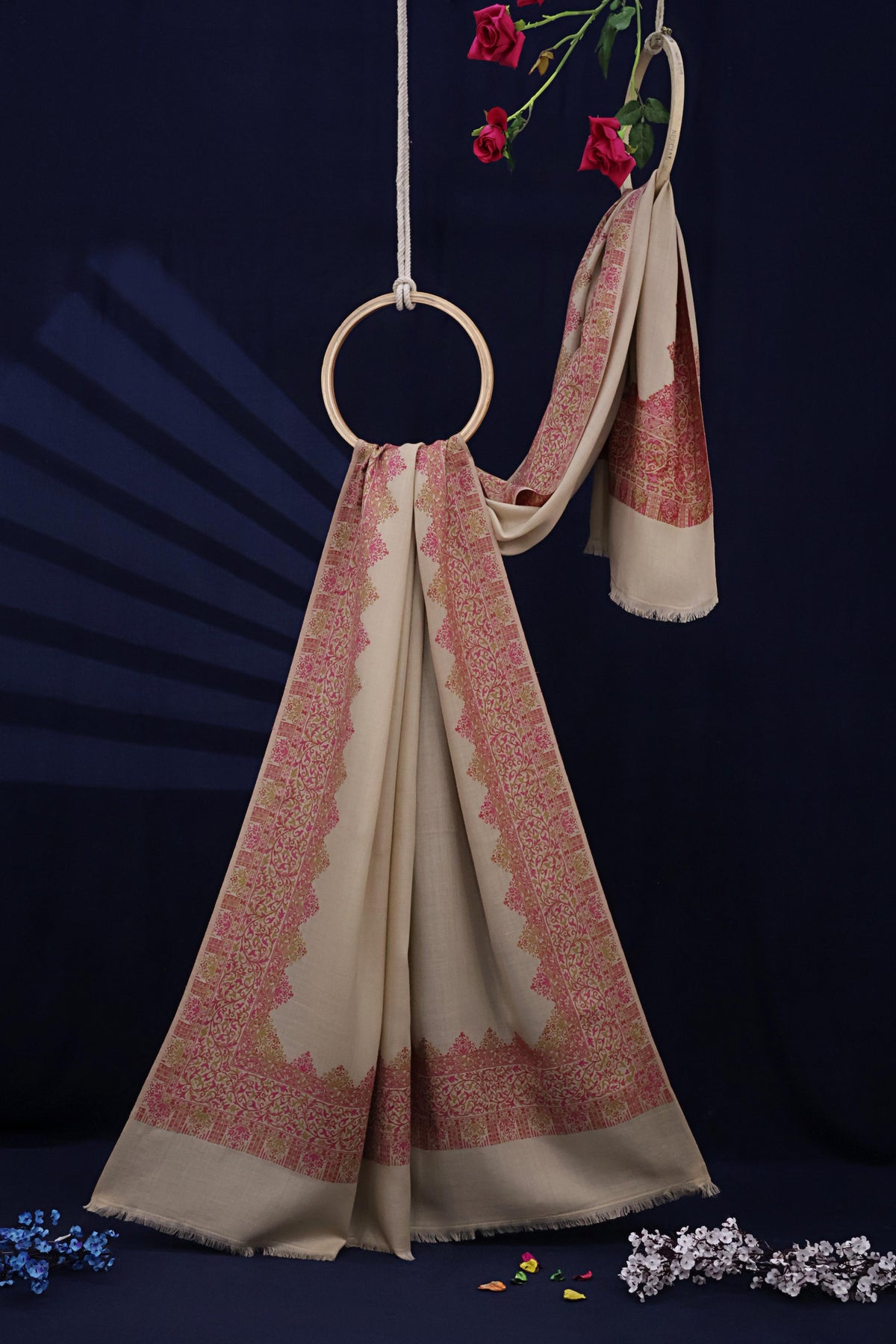 Kani Border Pashmina Shawl 3938 Skin-A