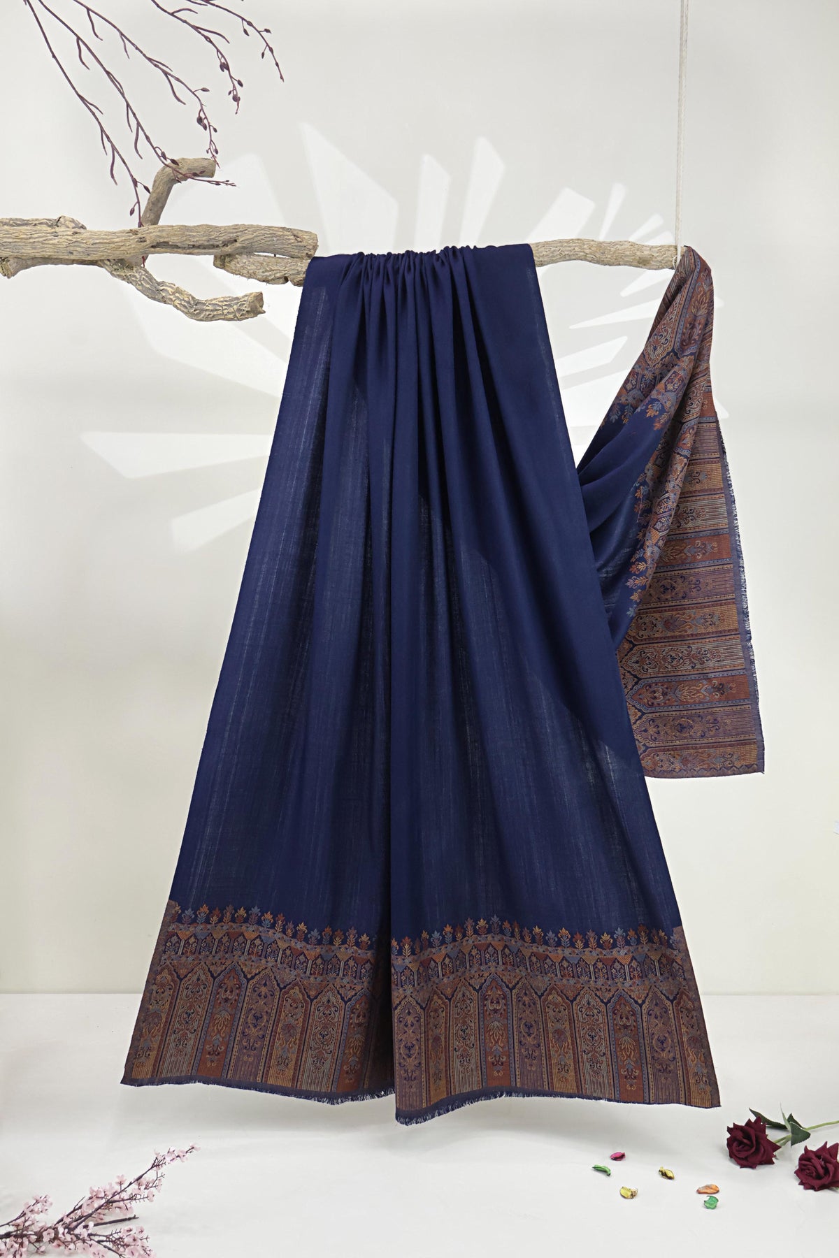 Kani Pashmina Shawl  3866 Navy Blue-A