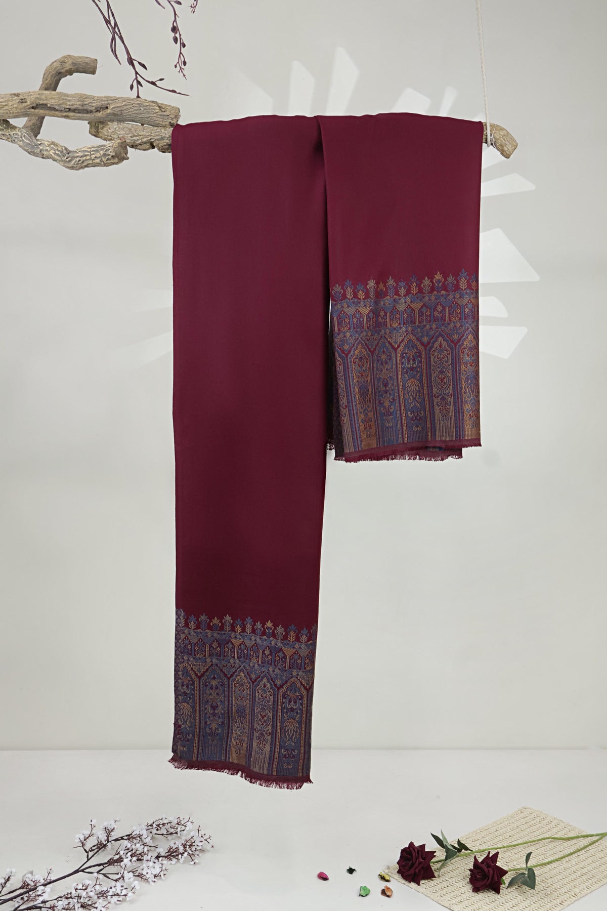 Kani Pashmina Shawl  3866 Mehroon-A