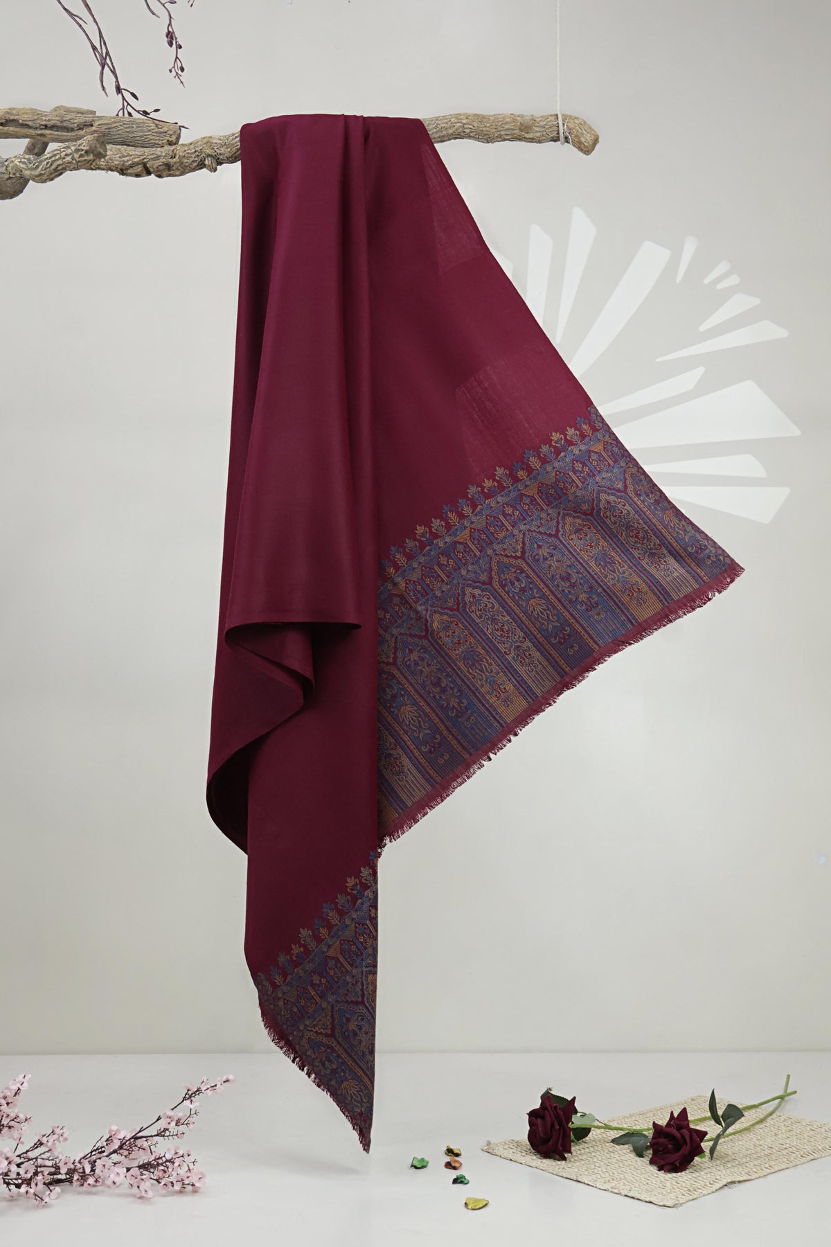 Kani Pashmina Shawl  3866 Mehroon-A