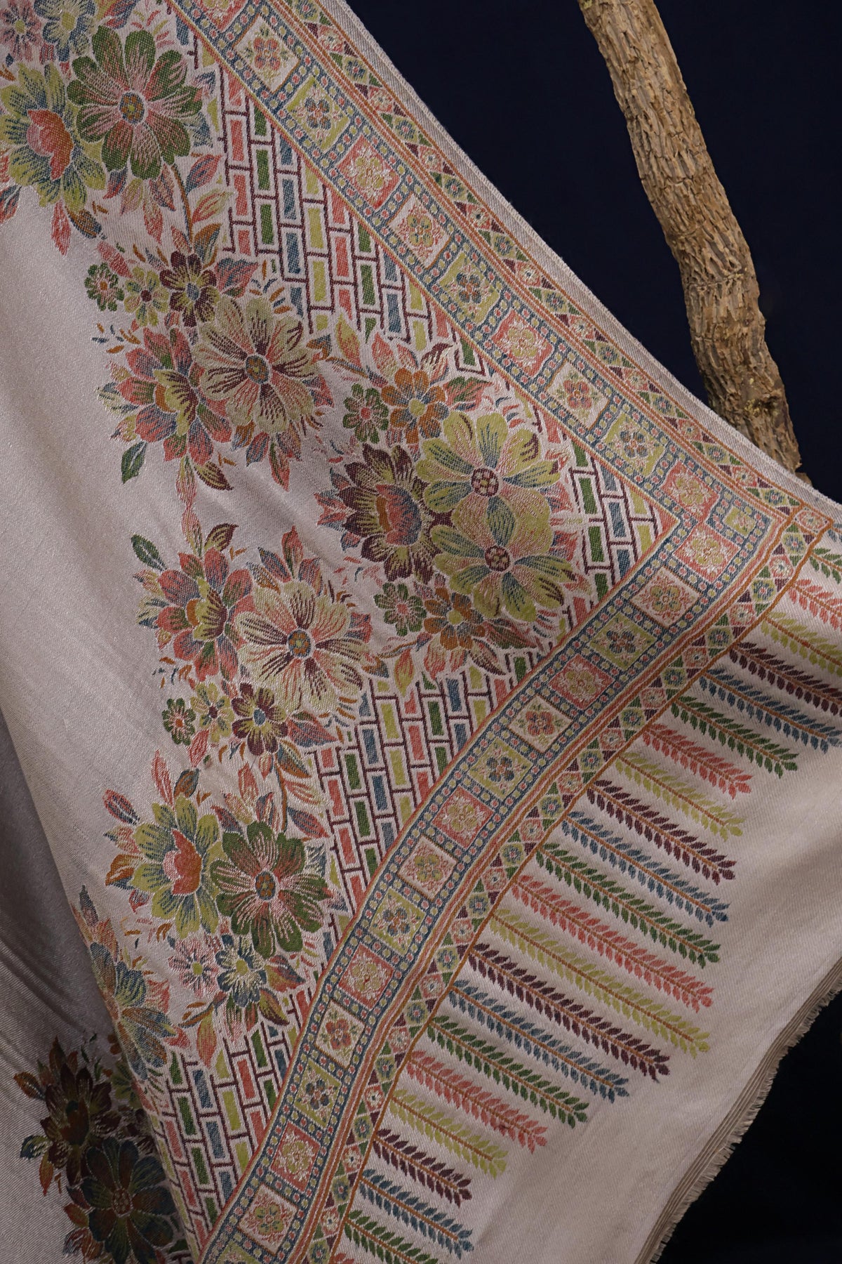 Kani Border Pashmina Shawl 3942 Skin B