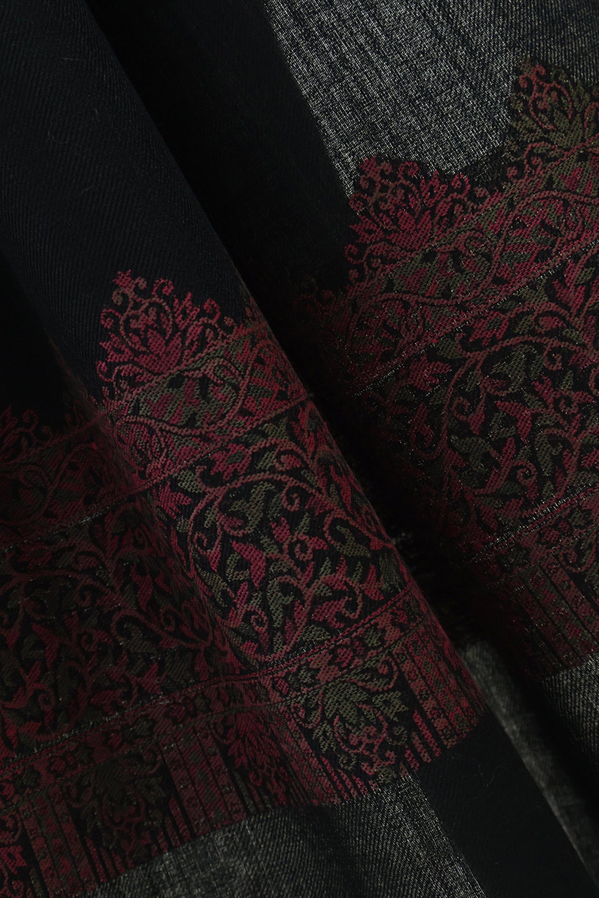 Kani Border Pashmina Shawl  3938 Black B