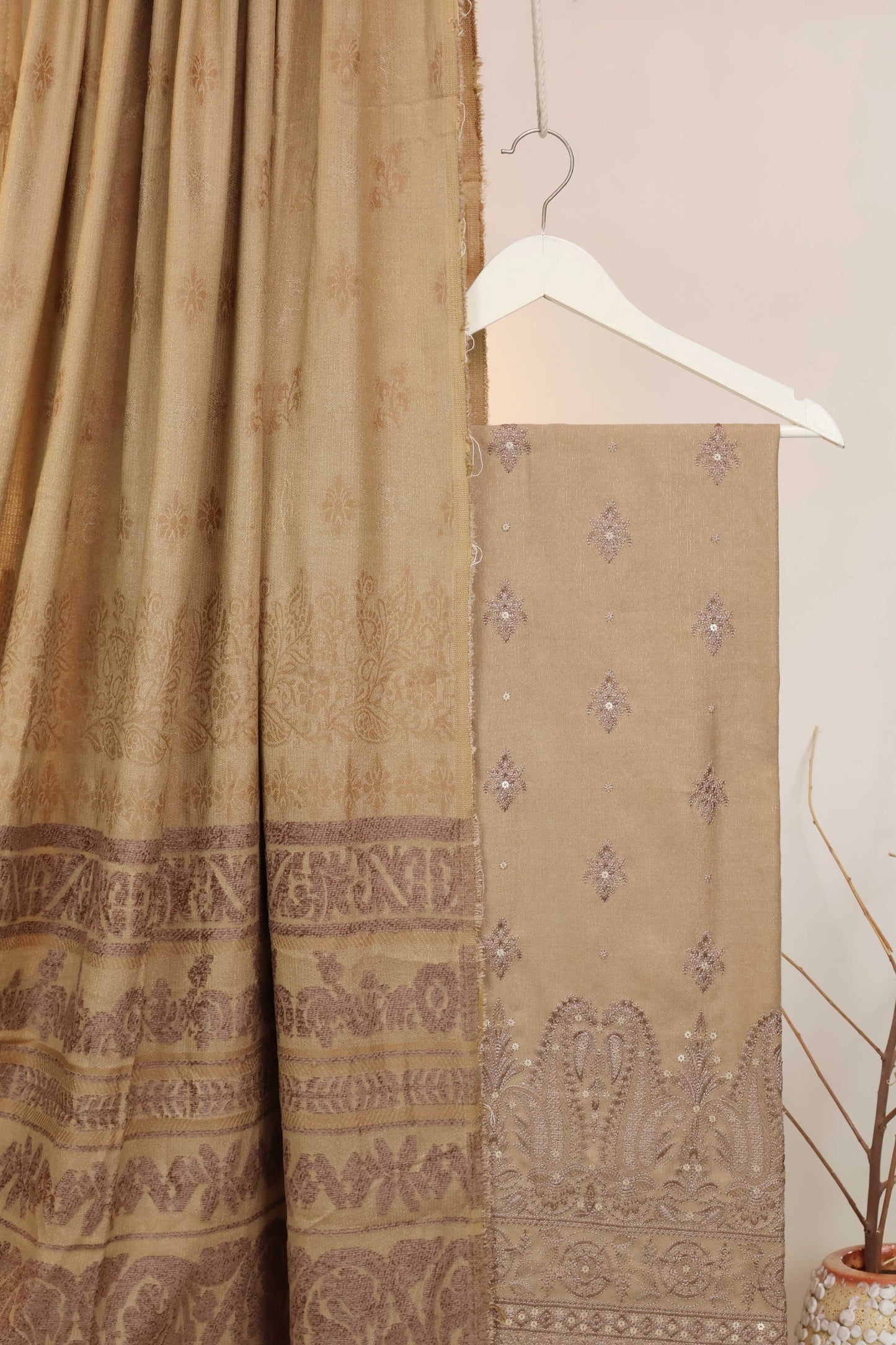 3Piece - Marina Peach Leather Embroidered Suit WAR08